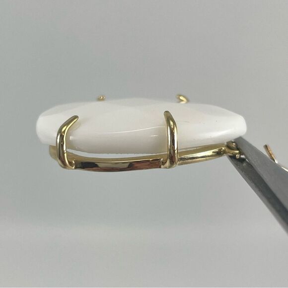 Kendra Scott Allison White Teardrop Dangle Earrings Glass Formal Elegant Bridal - Picture 2 of 5